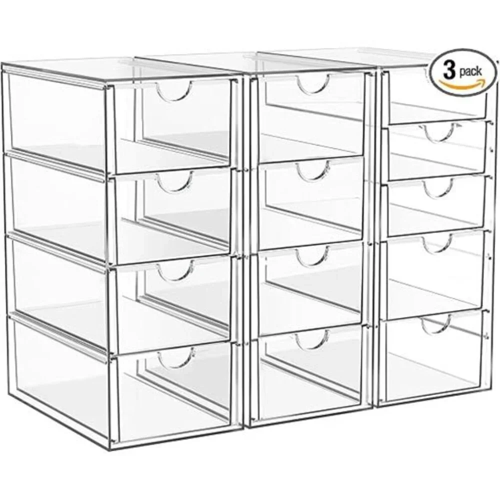 Acrylic Makeup Organizer with 13 Drawers, Bathroom Counter Organizer, Acrylic